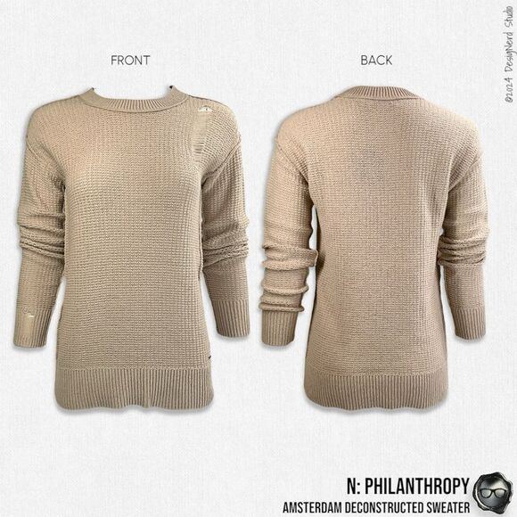 N:PHILANTHROPY AMSTERDAM DECONSTRUCTED SWEATER IN AUTUMN BLONDE BEIGE SIZE SMALL - Picture 15 of 16